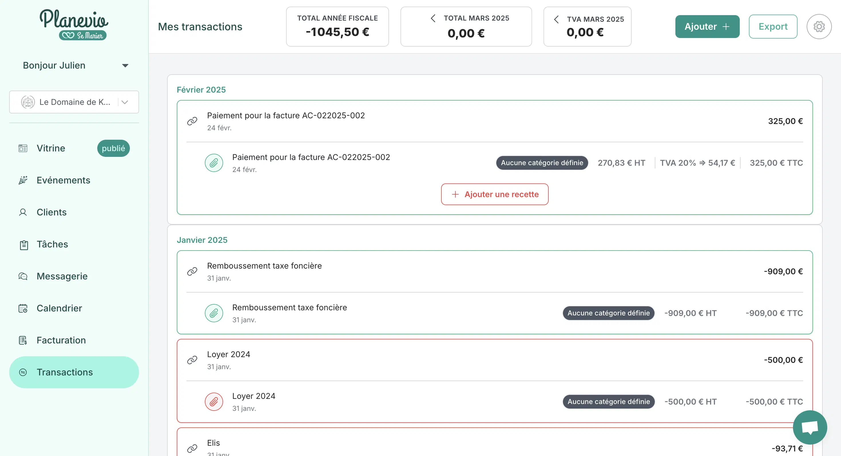 Suivi Clair des Transactions